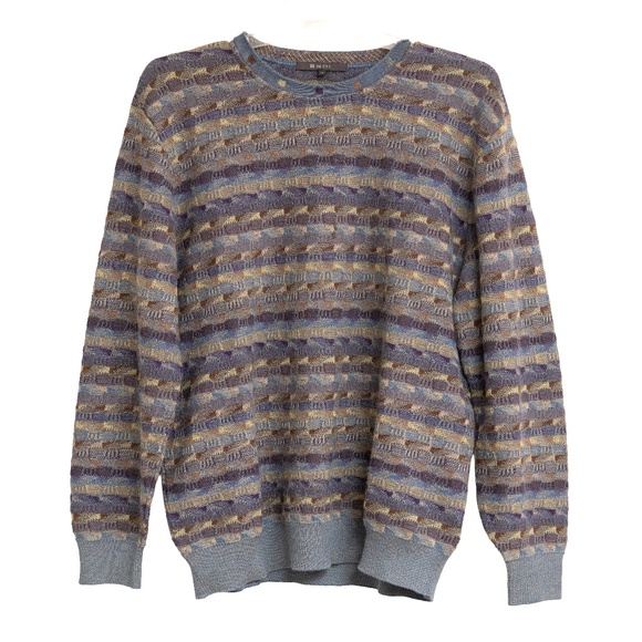 VTG VTG 100% Alpaca Wool Sweater COOGI Style Sz XL Colorful Stripes Grandpa Swea - Picture 1 of 5